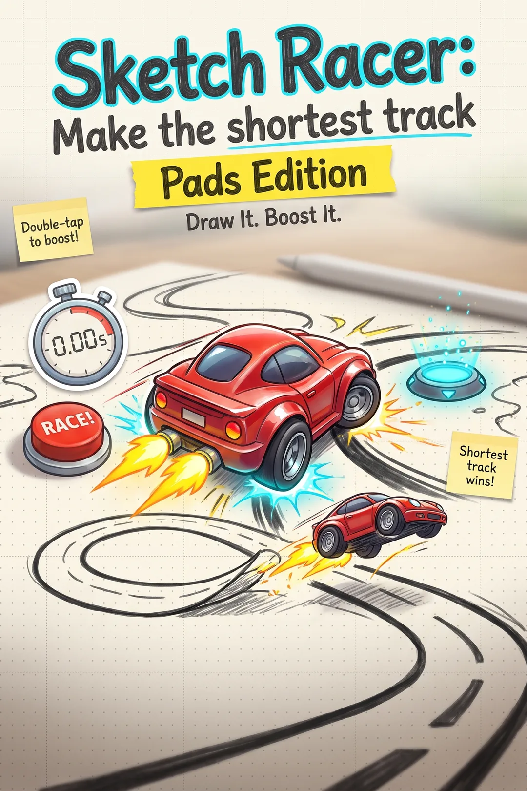 Sketch Racer: Pads Edition  
Make the shortest track