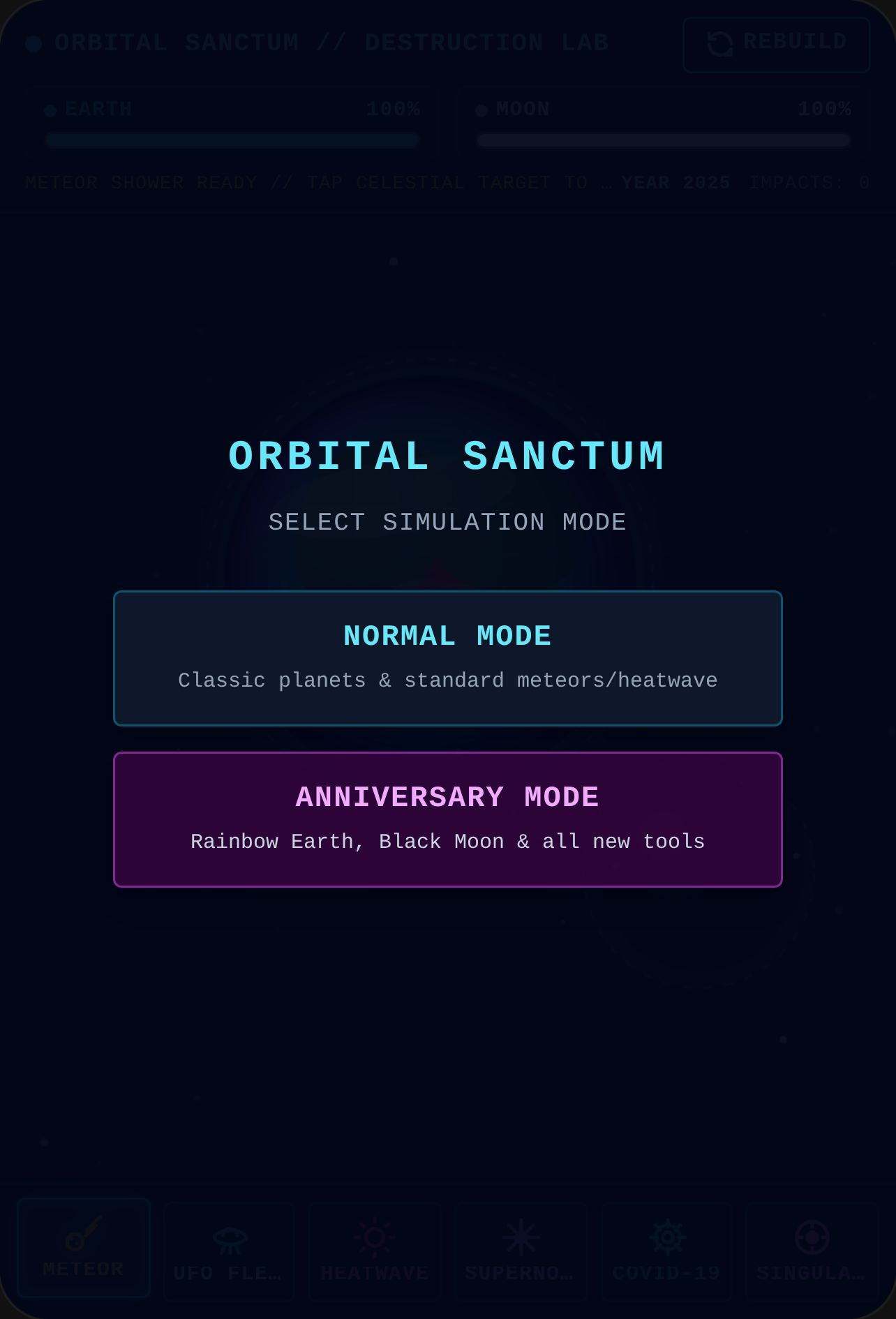Cosmic Destruction: Earth & Moon Sandbox [1ST ANNIVERSARY]