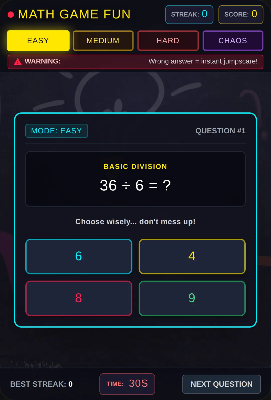 (Math Game Fun) but it's not scary cover