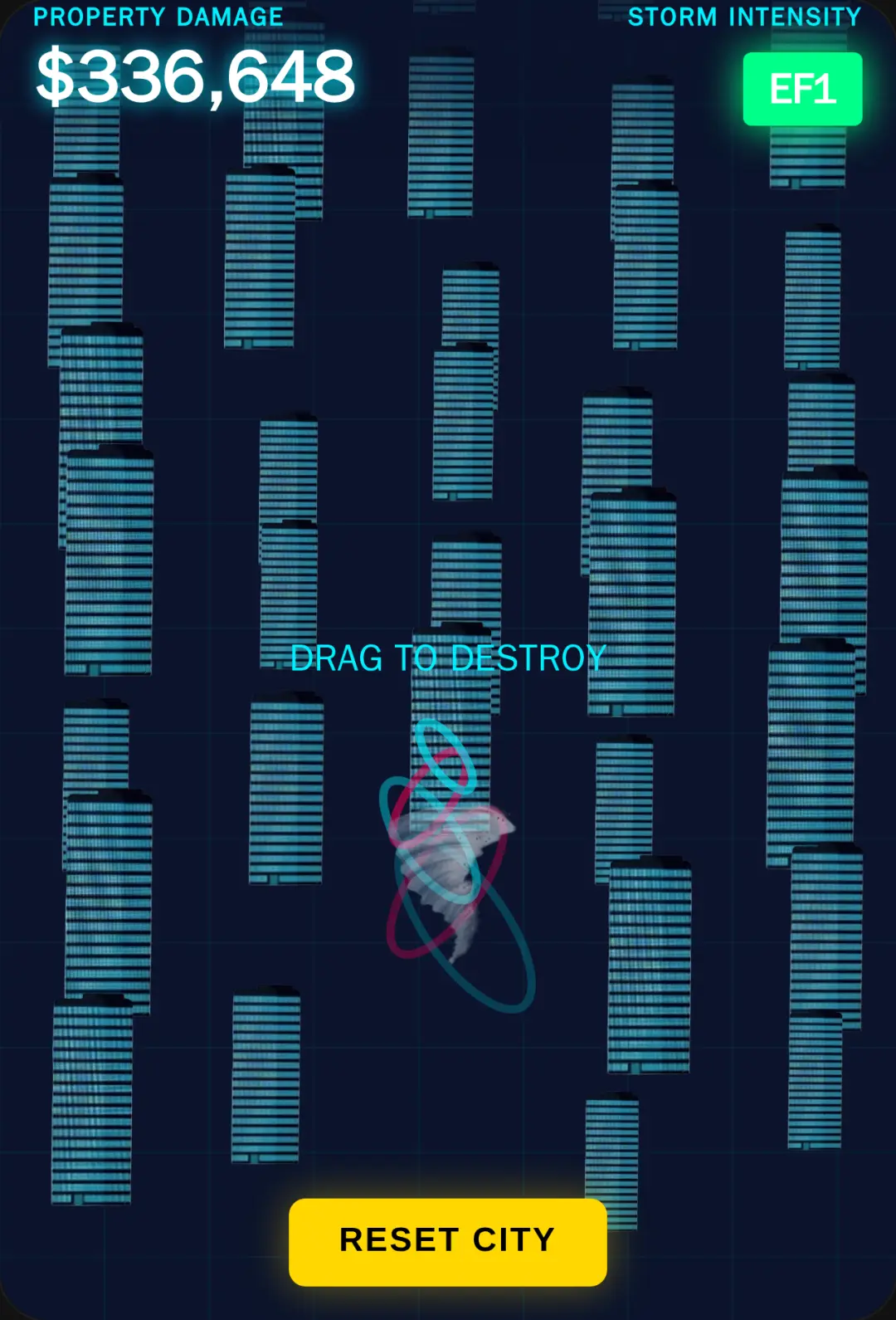 Neon Storm: Tornado Destruction make it the tornado move and let it be more bigger, please cover