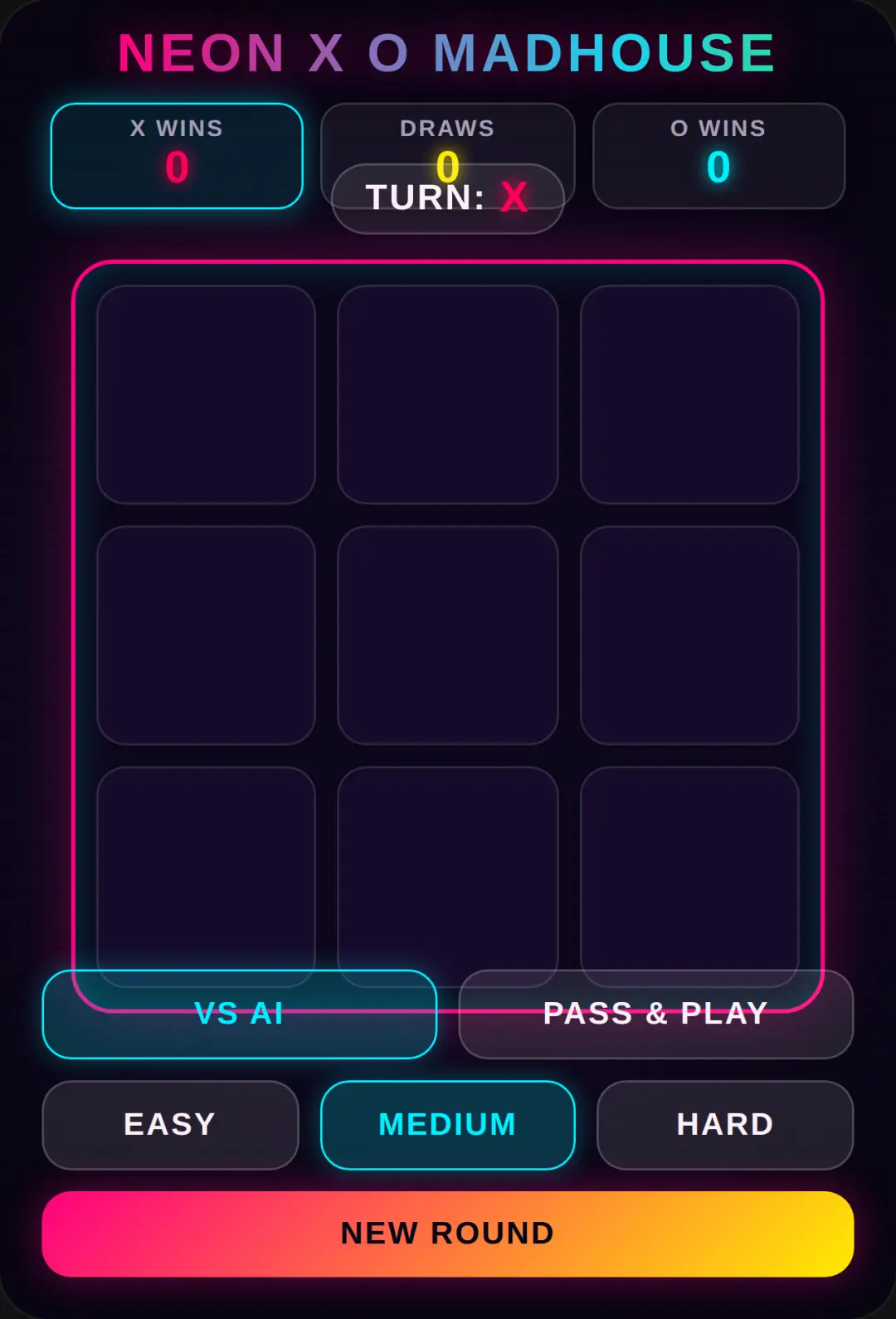 Neon Madhouse Tic-Tac-Toe cover