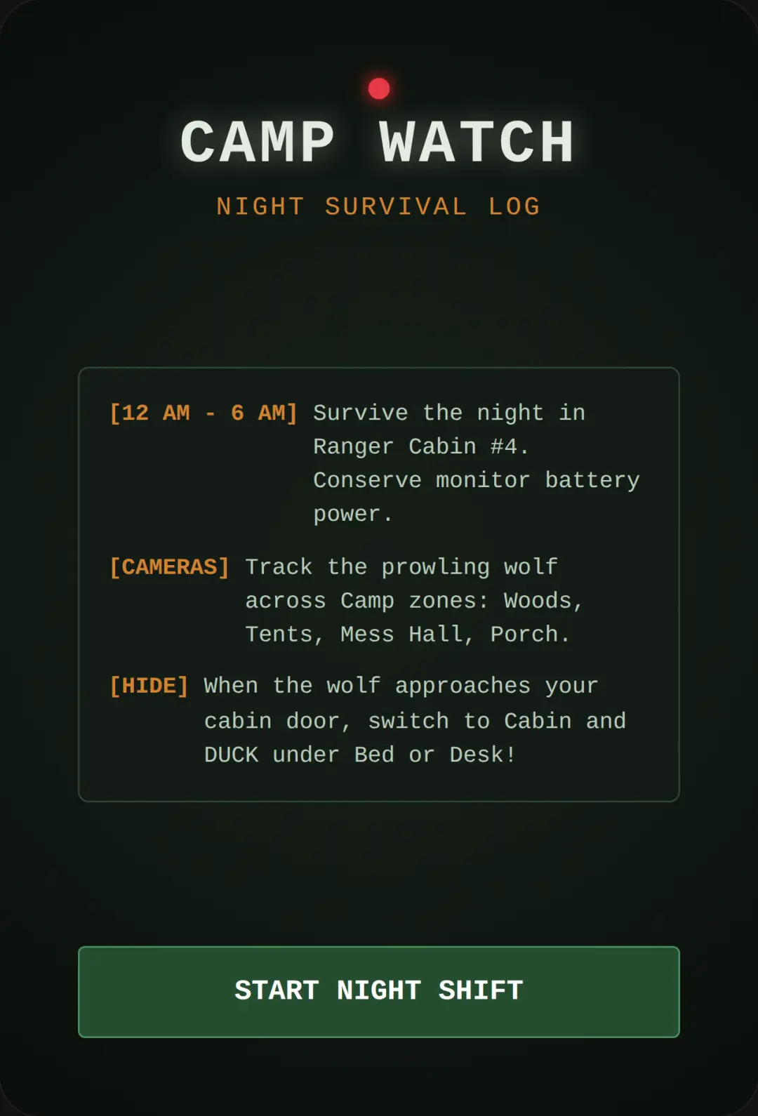 Camp Watch: Wolf Night cover