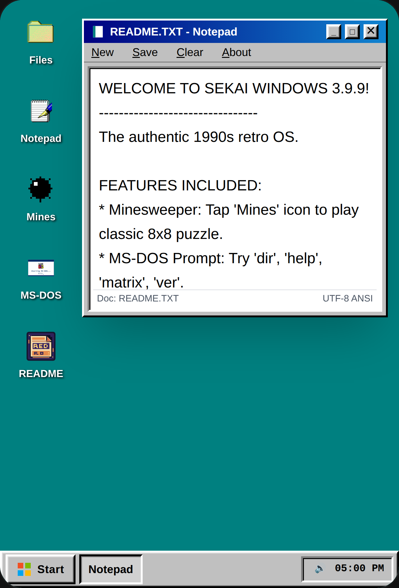 Sekai Windows 3.9.9 OS cover