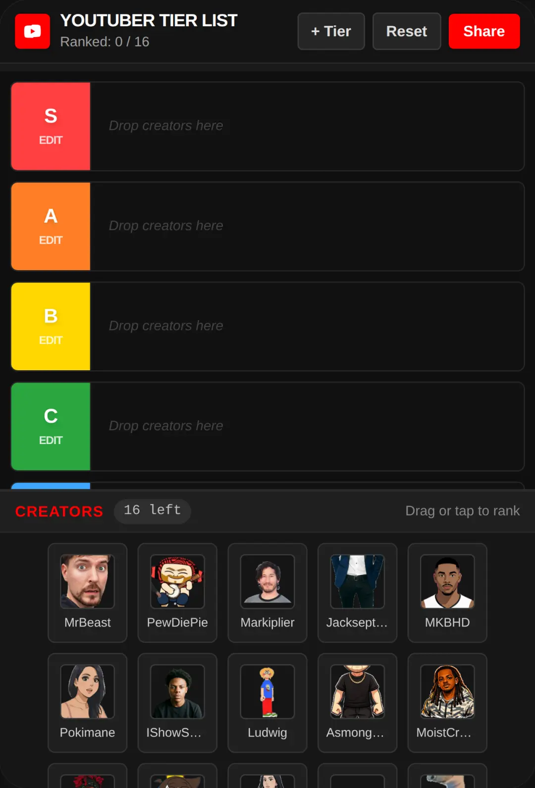 YouTuber Tier List Maker cover