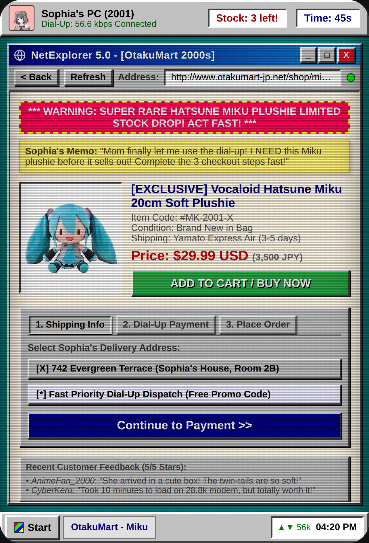 Sophia's 2000s PC: Snag the Miku Plushie! cover