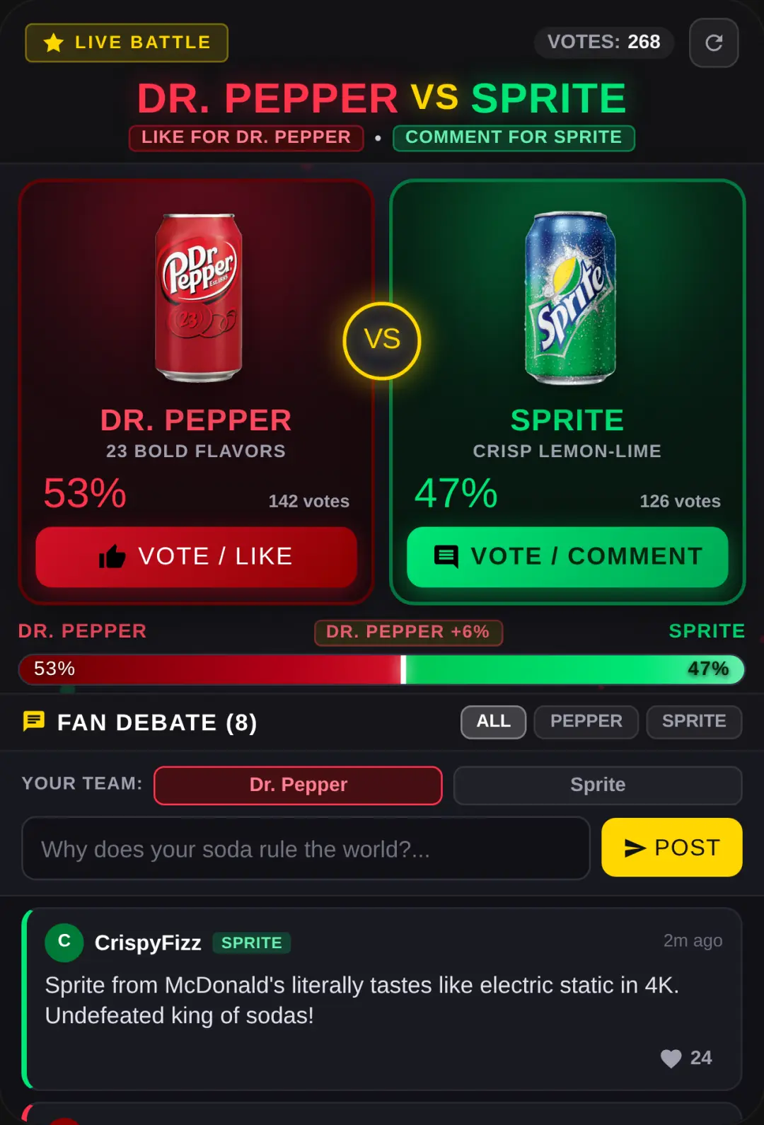 Dr. Pepper vs. Sprite - The Ultimate Soda Arena cover