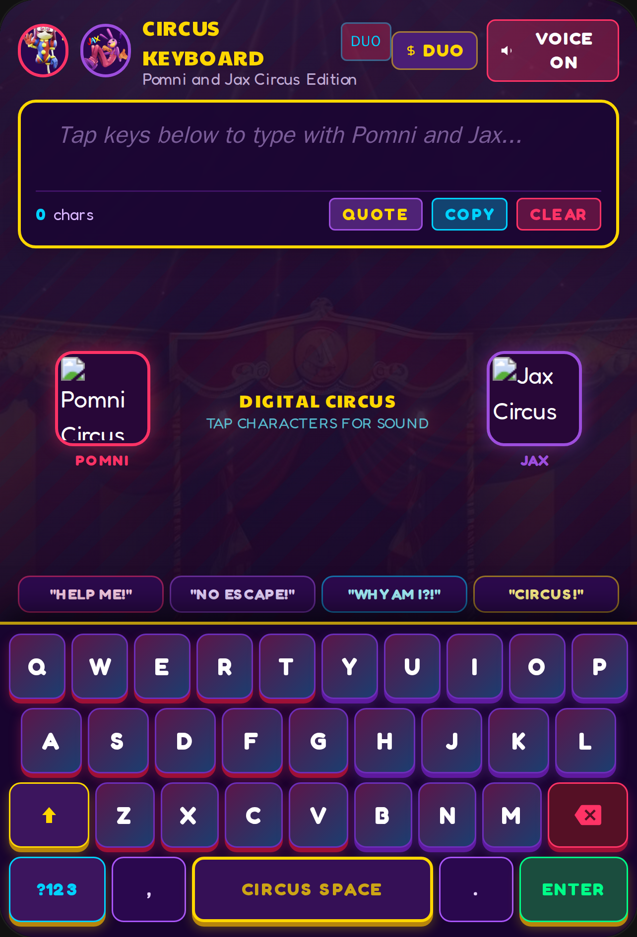 Pomni and Jax Circus Keyboard cover