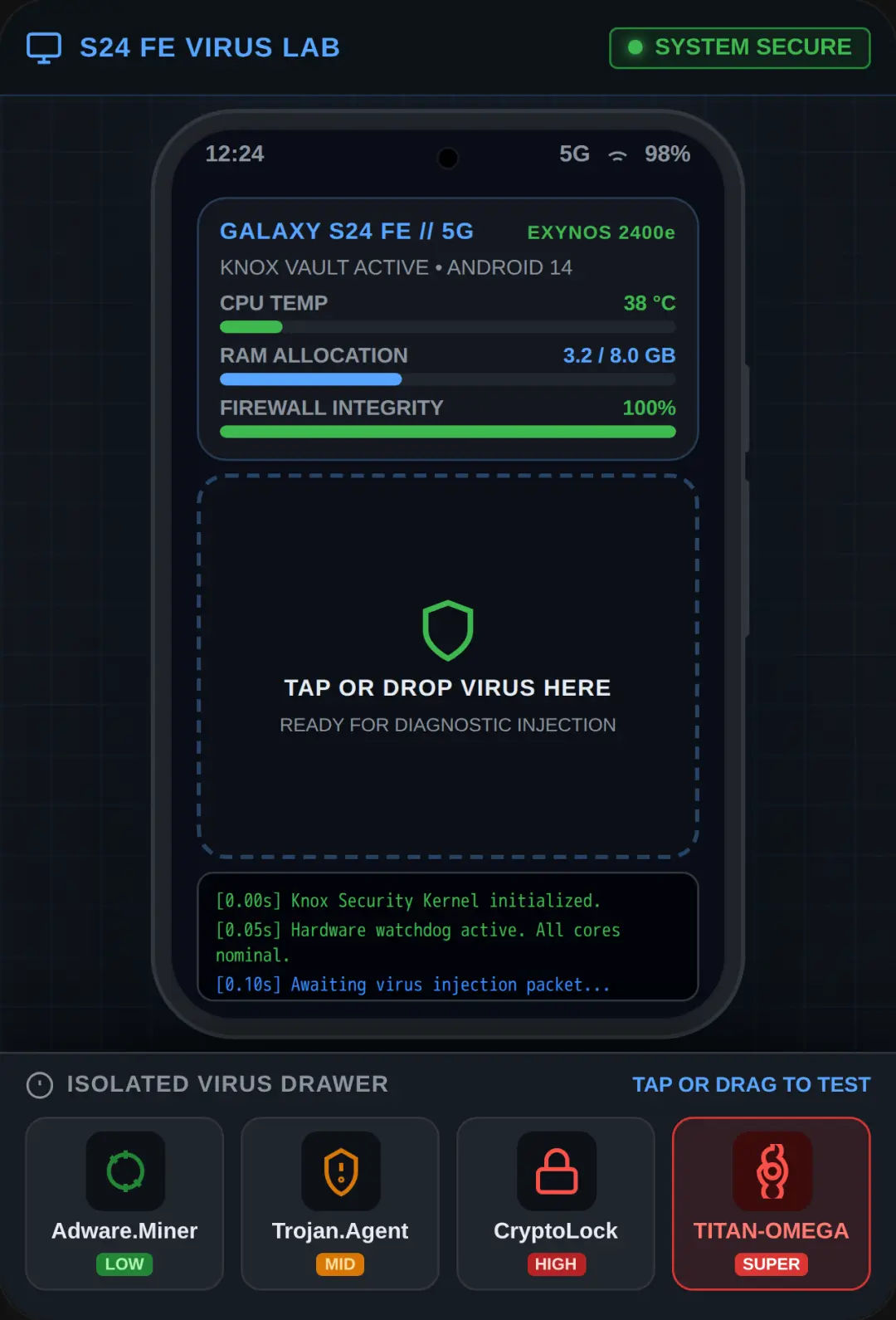 Galaxy S24 FE Virus Tester cover