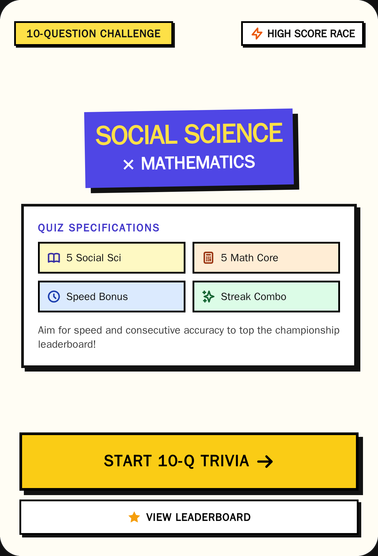 Social Science and Mathematics Trivia Championship cover