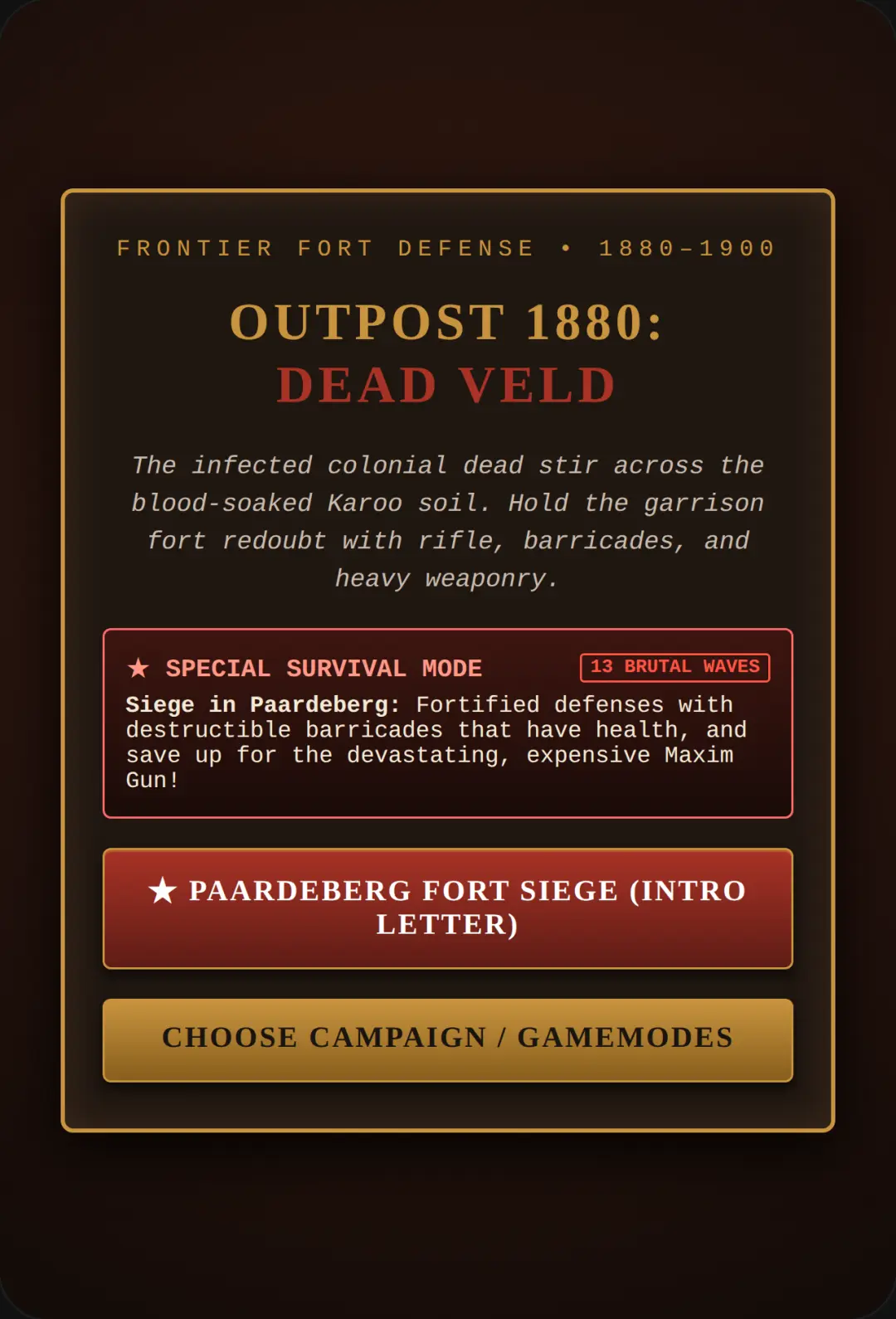 Outpost 1880: Dead Veld - Paardeberg Fort Siege cover