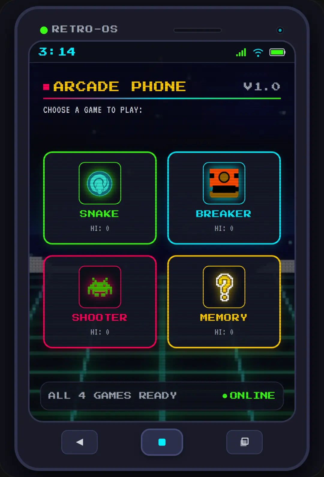 Retro Pixel Arcade Mini-Phone cover