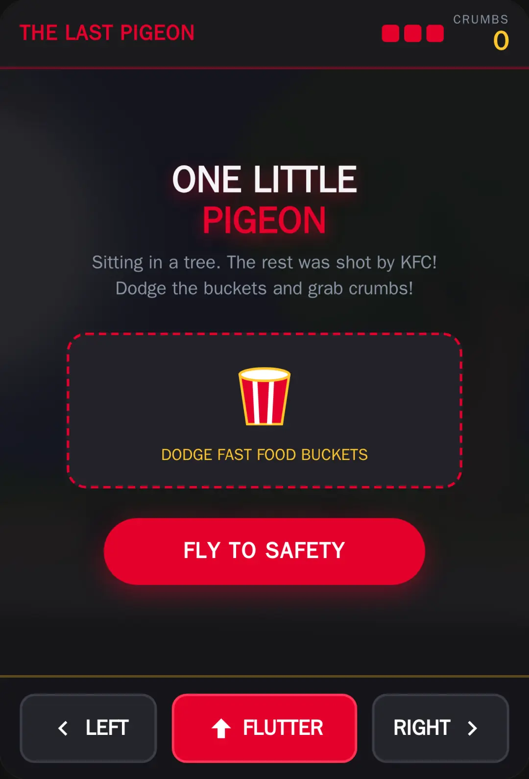 One little pigeon sitting in a tree the rest was shot by KFC cover