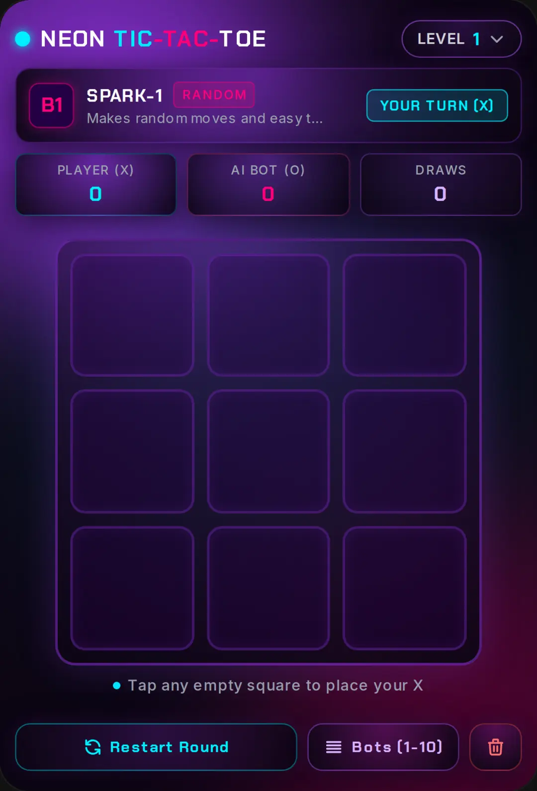 Neon Tic-Tac-Toe: 10 Bots cover