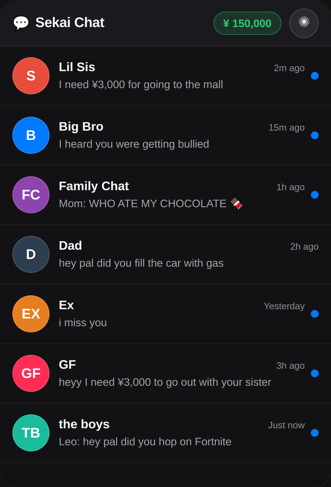Sekai Messenger (if your confused 1$=100¥ 10$=1000¥) cover