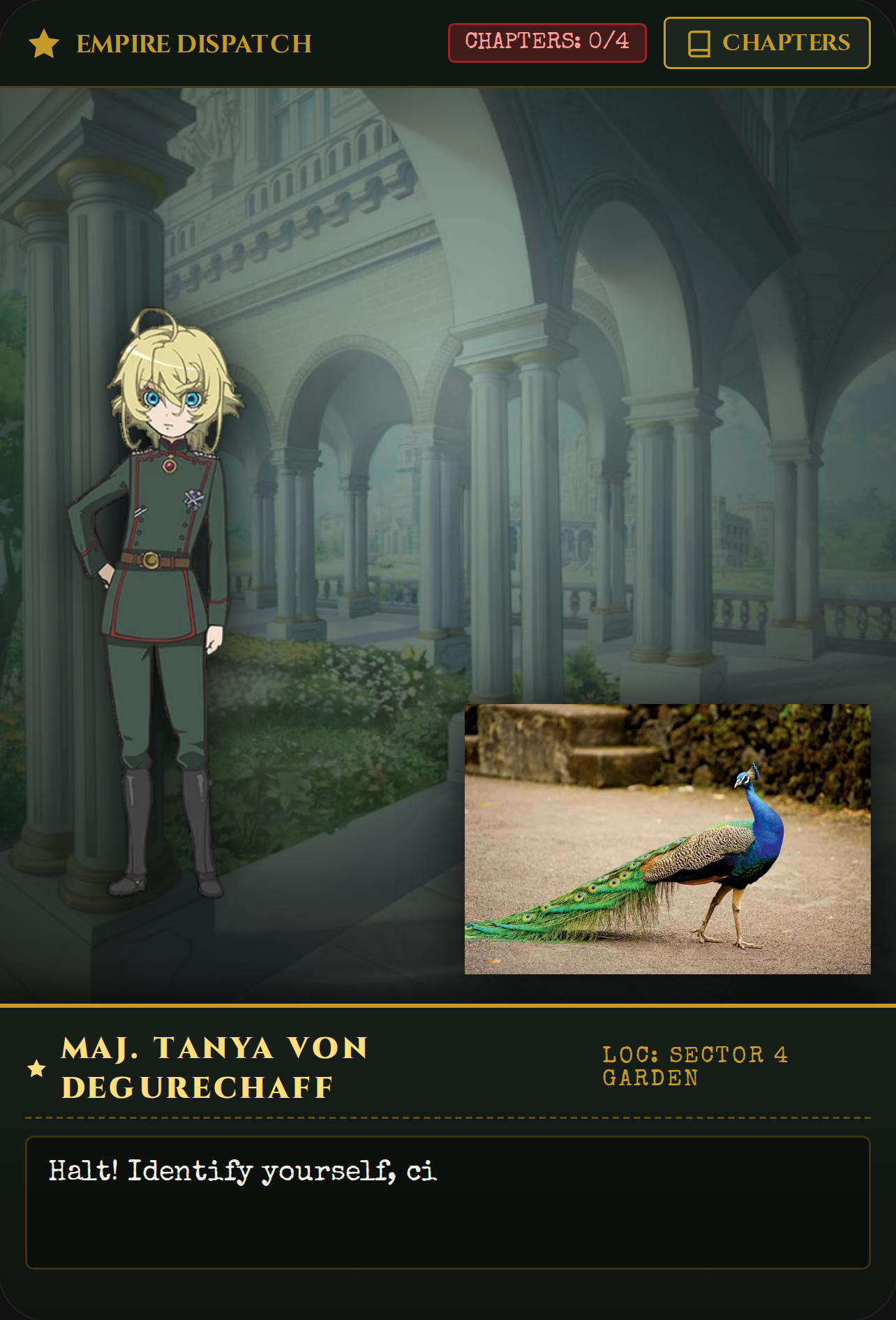 Tanya and Imperial Peacock — Tactical Inspection tanya the evil funny cute cover