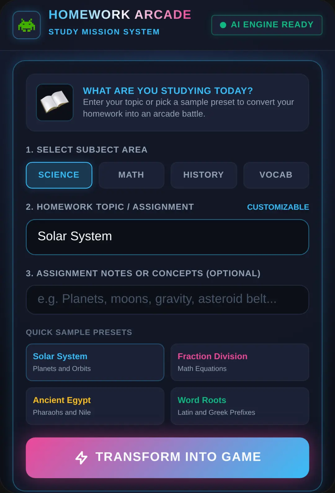 Homework Arcade — Transform Your Studies cover