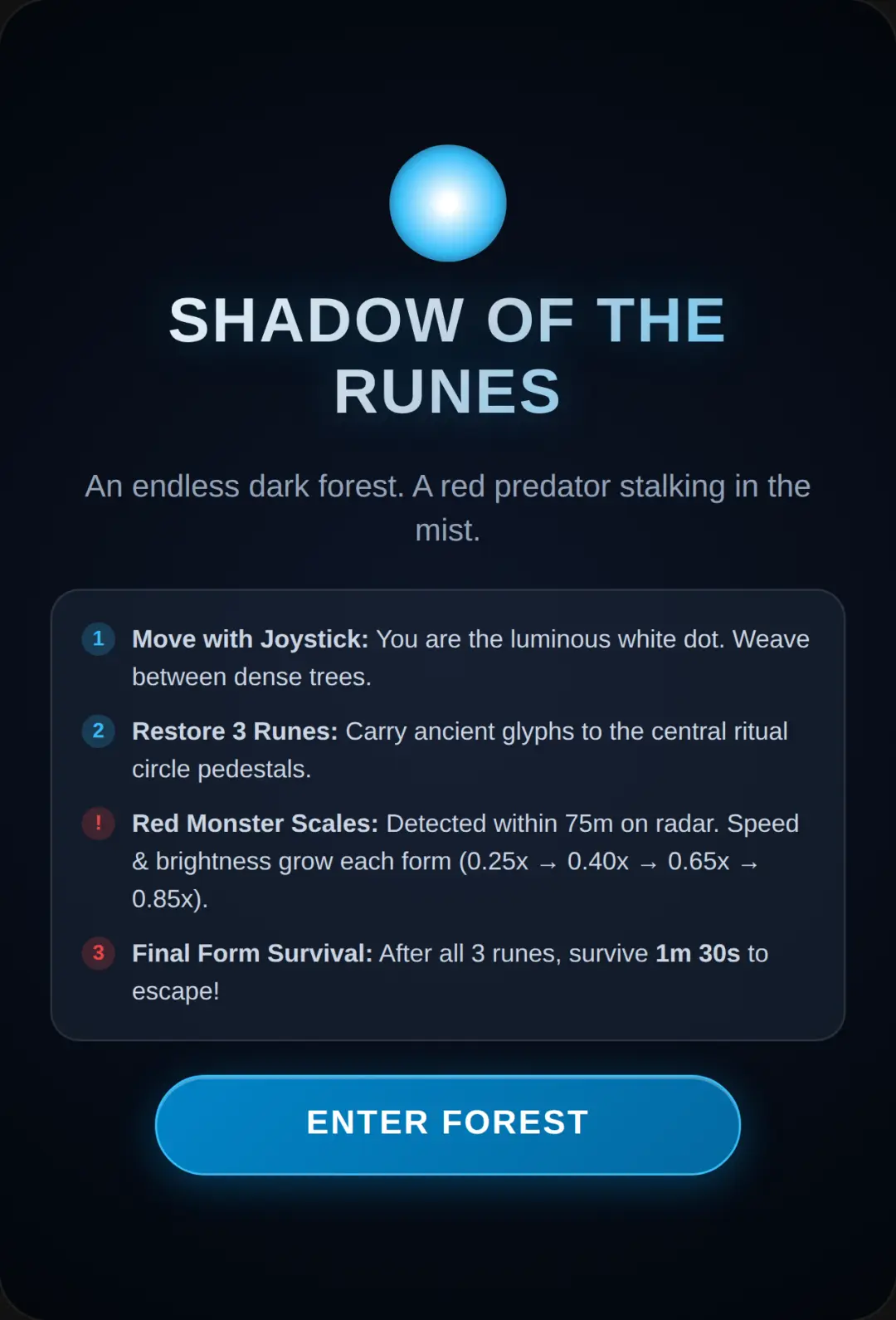 Shadow of the Runes: Endless Forest- survive the monster by collecting runes and Surviving its final form cover