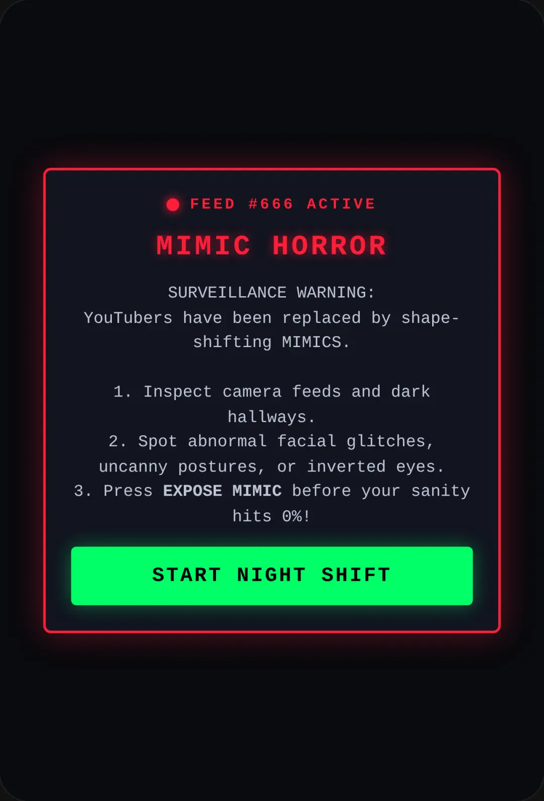 MIMIC SURVEILLANCE: HORROR SHIFT cover