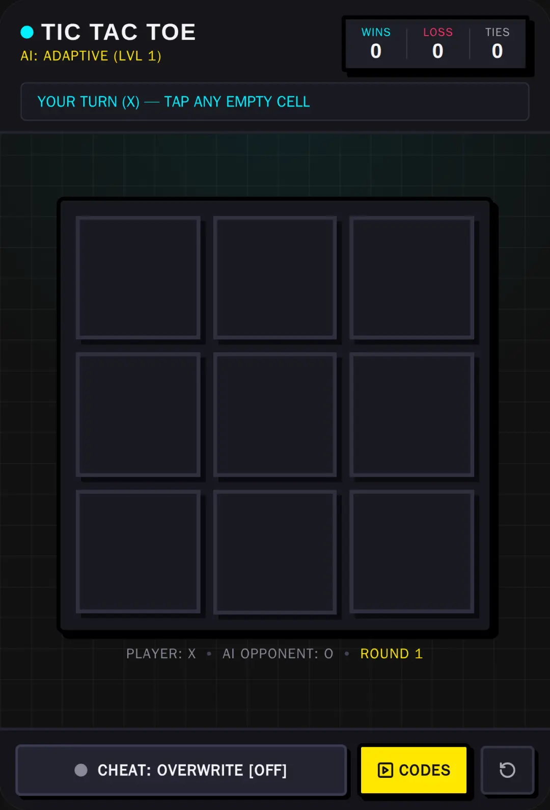 Neon Tic Tac Toe: AI & Cheats cover