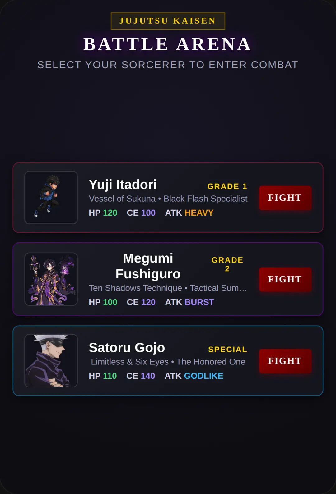Jujutsu Cursed Battle Arena cover