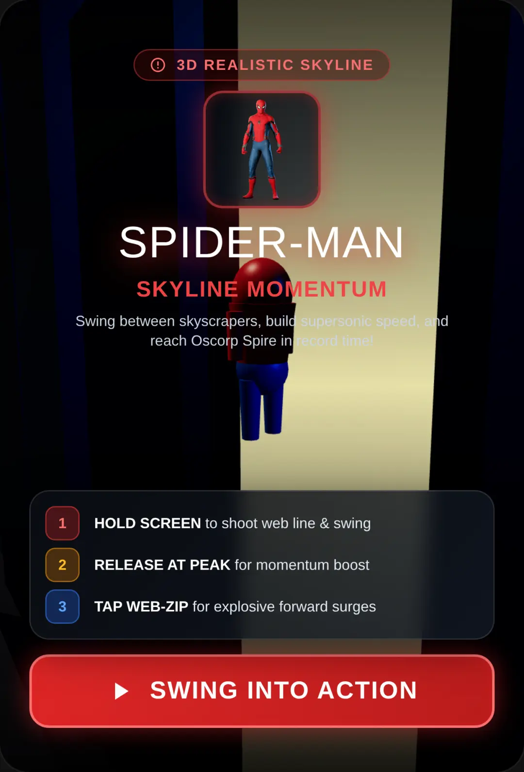 Spider-Man swinging game cover