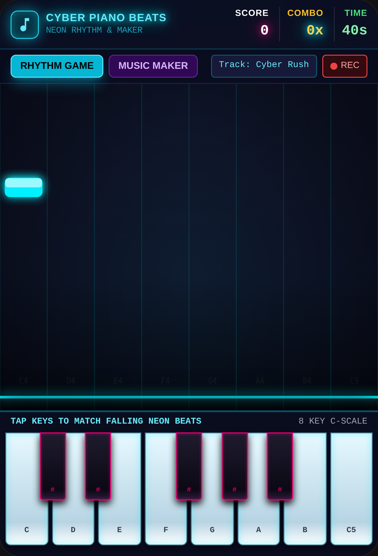Cyber Piano Beats - Neon Rhythm & Music Maker cover