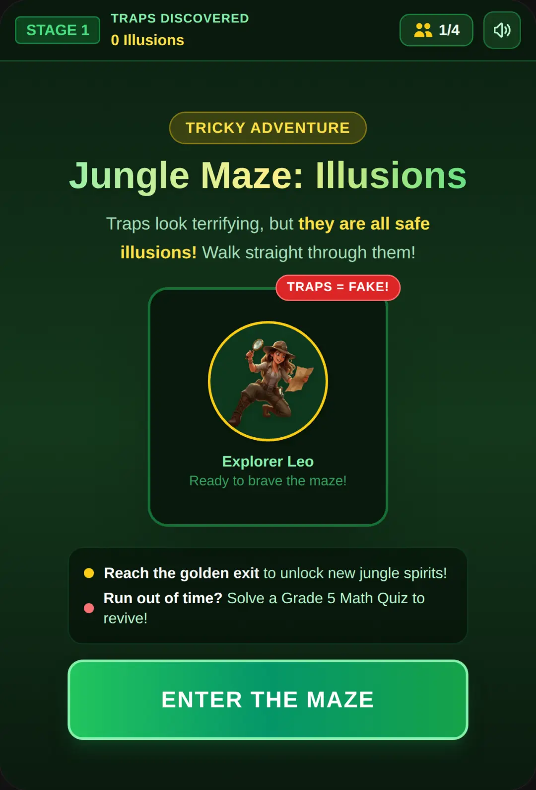 Jungle Maze: Illusion Traps & Math Quiz cover