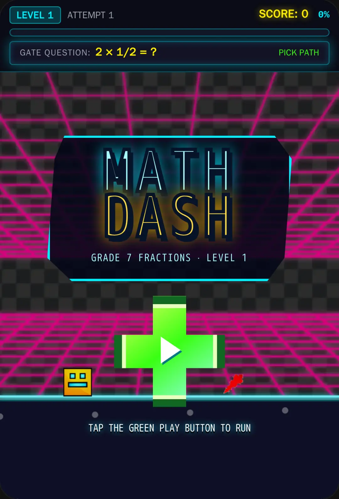 Math Dash - Fractions Geometry dash inspired supposed to be for grade 7 and the theme was supposed to be frutiger aero cover