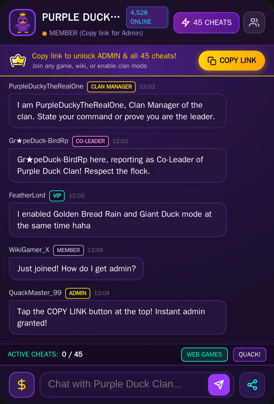 Purple Duck's Community=Communication:Clan cover