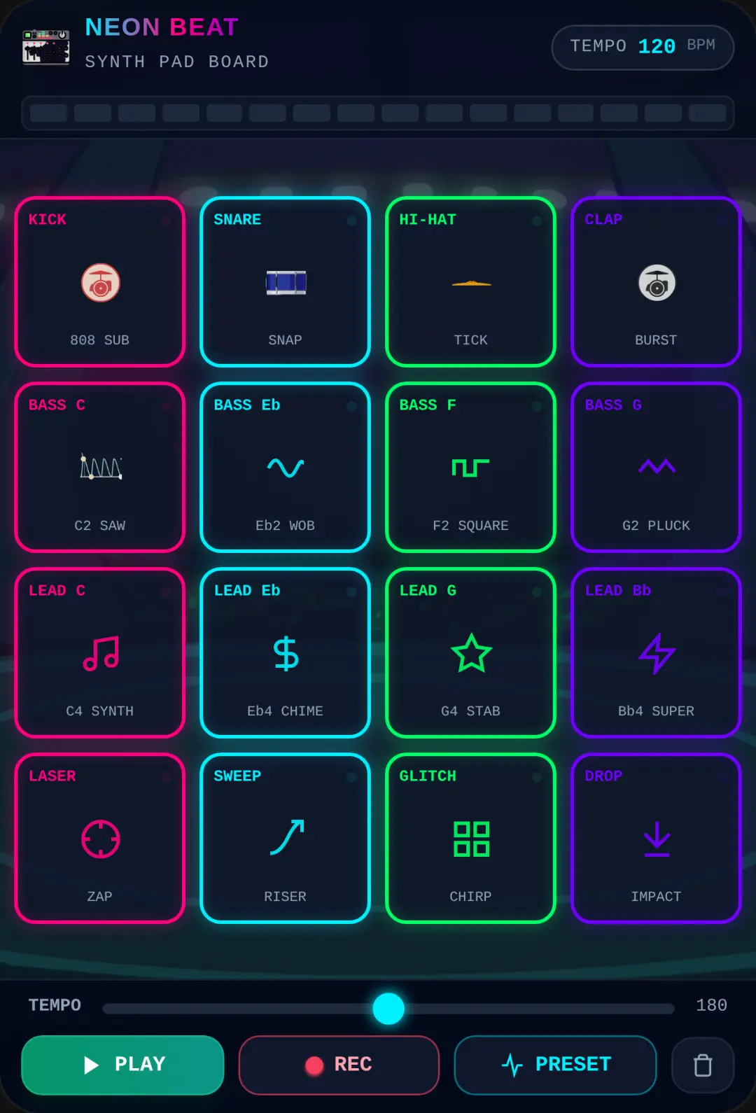 Neon Beat - Synth Pad Board cover