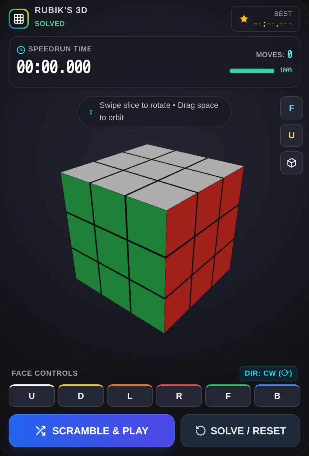 Rubik's Cube 3D Speedrun cover