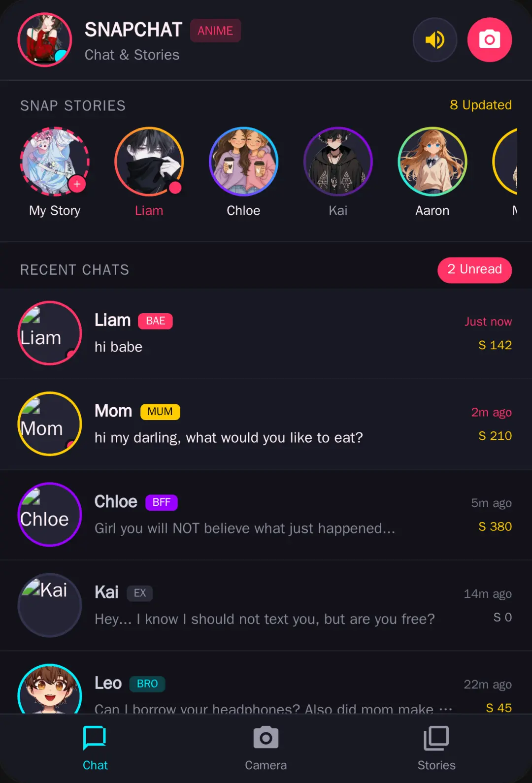 Snapchat Anime chat cover