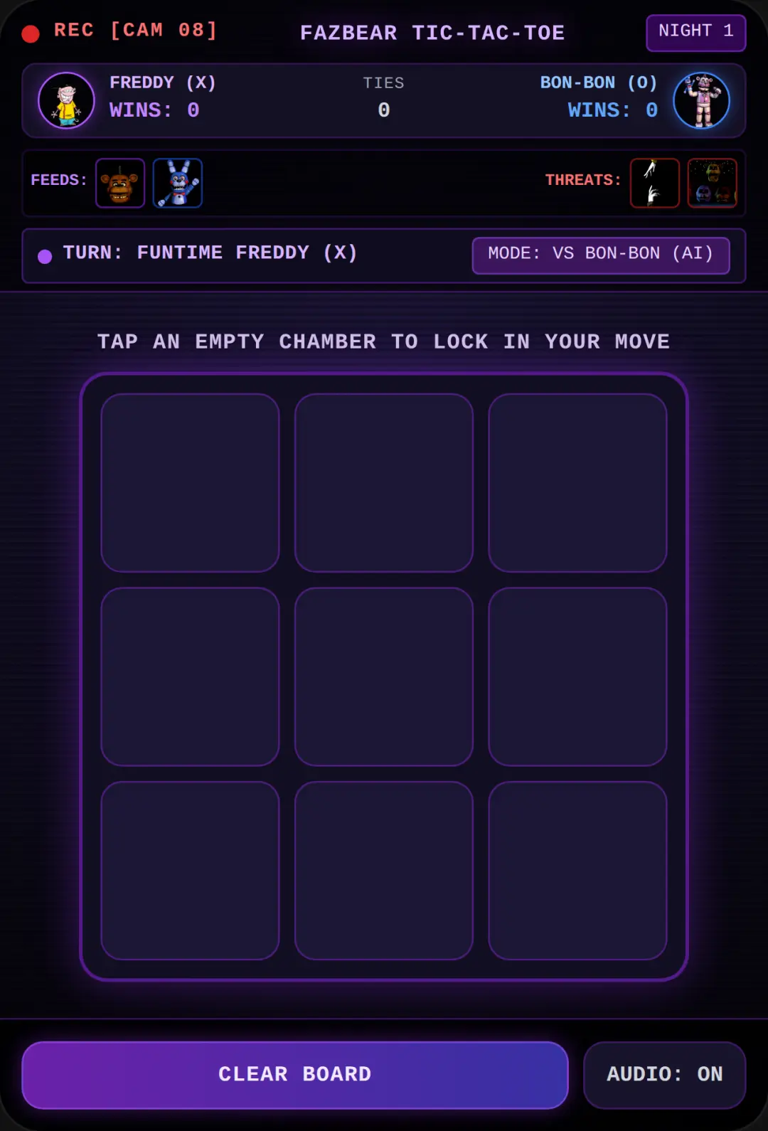 Fazbear Tic-Tac-Toe: Funtime Freddy vs Bon-Bon cover