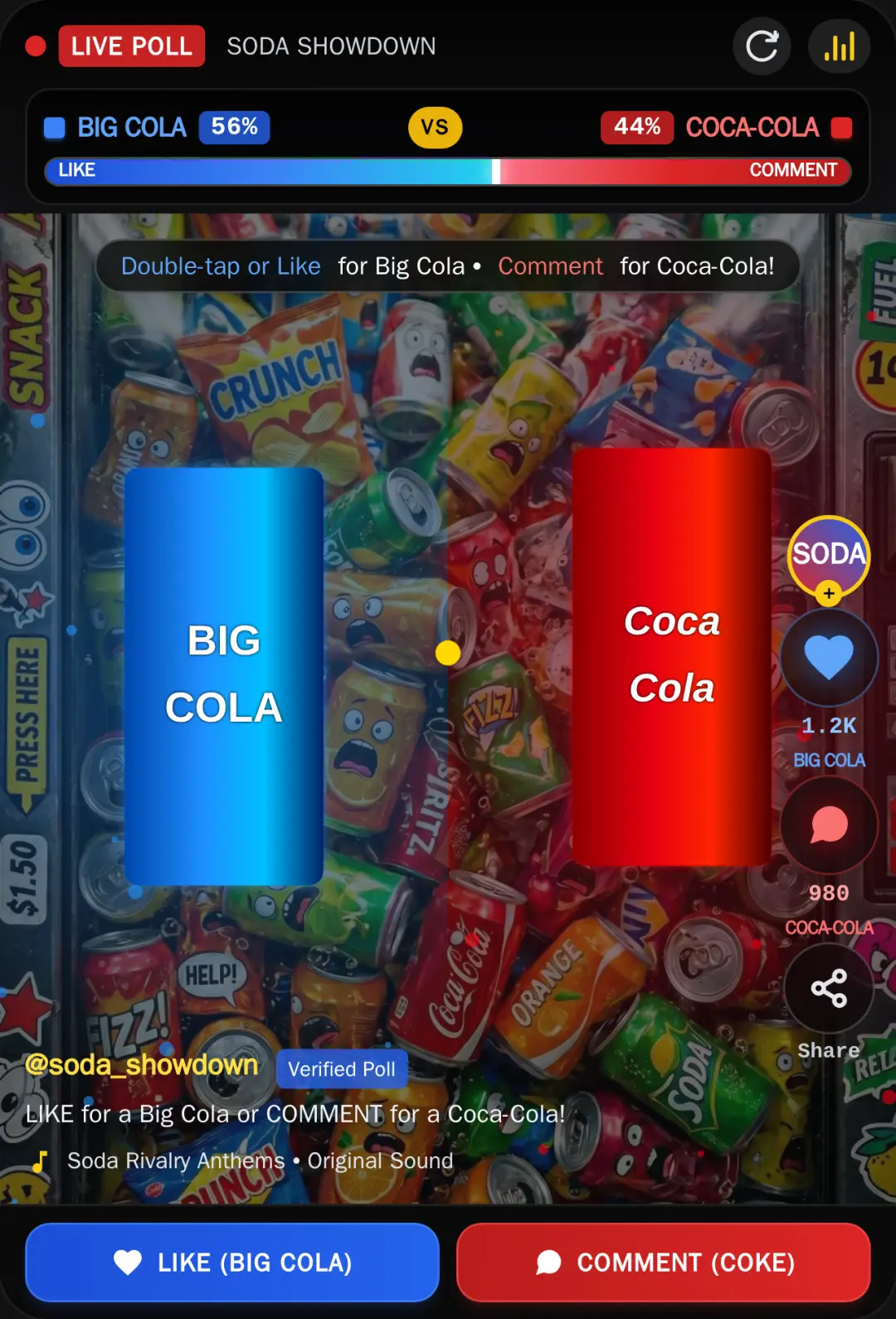Like for Big Cola vs Comment for Coca-Cola cover