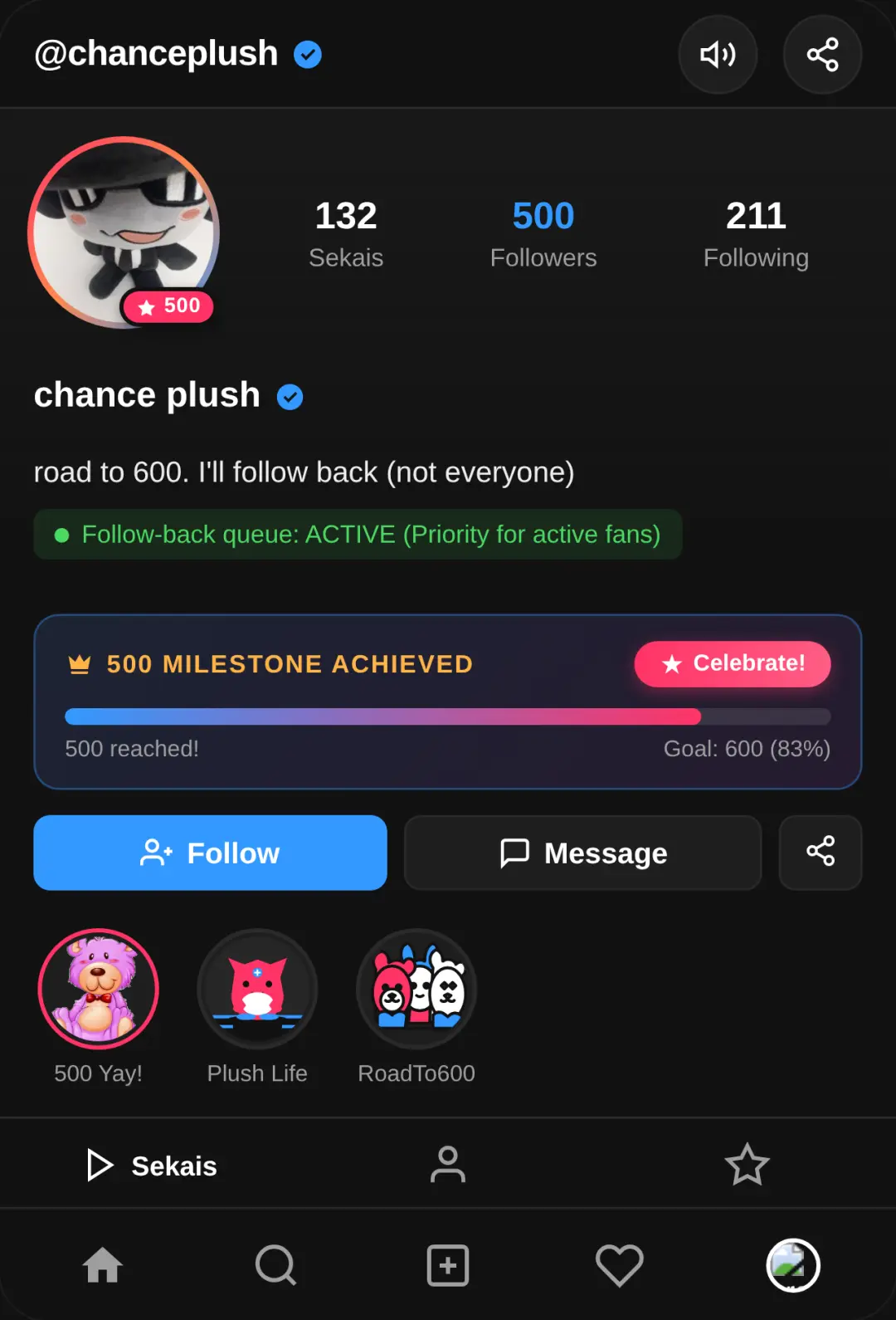 chance plush • 500 Followers Milestone cover