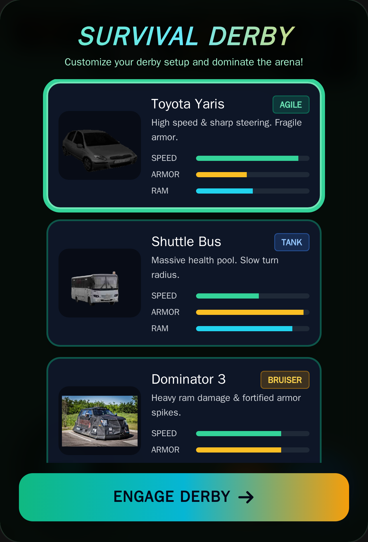 Vehicle Survival Derby cover