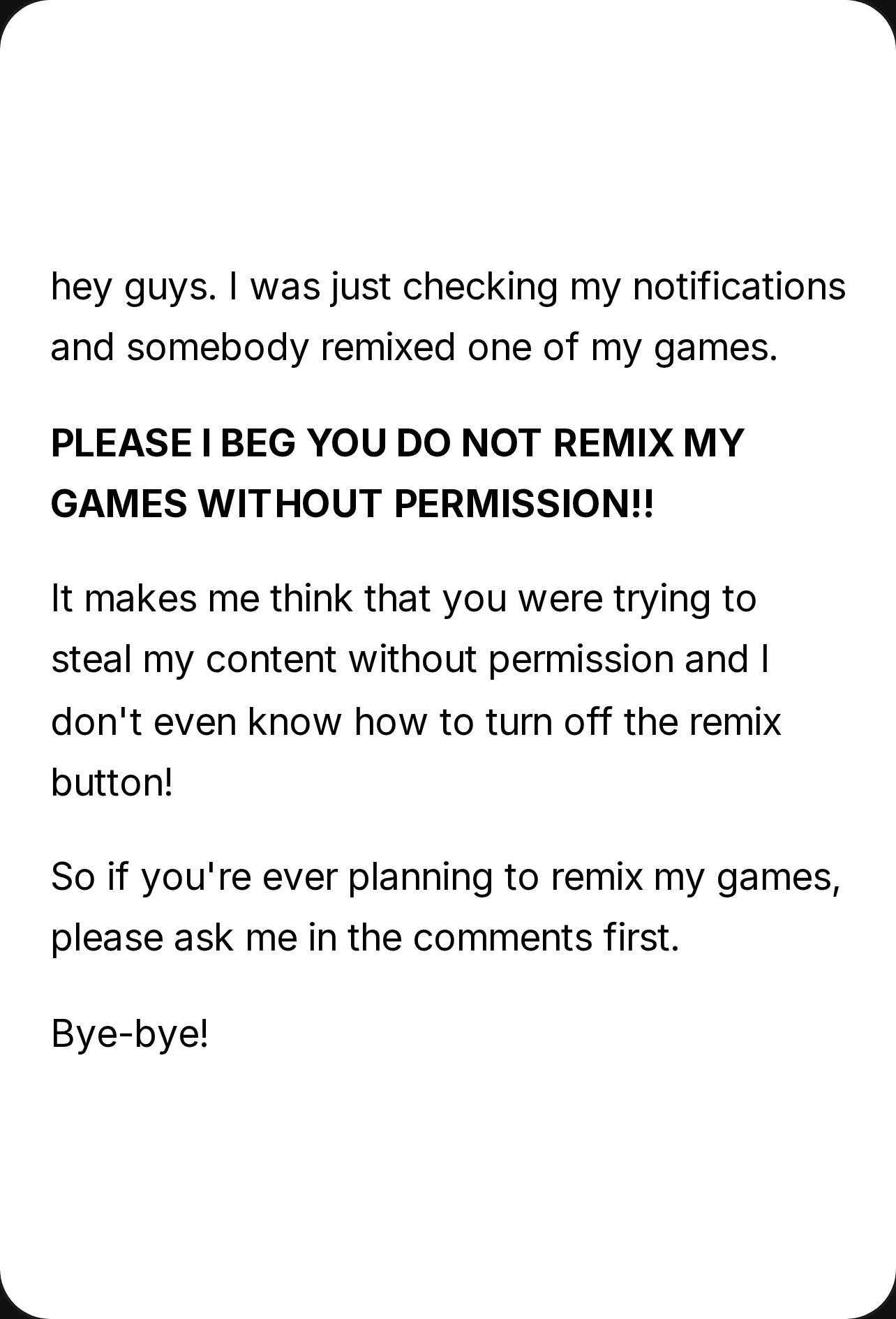 Creator Notice: Please Do Not Remix without permission. cover