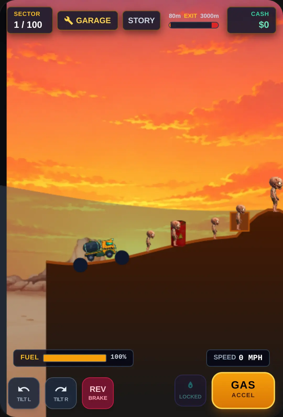 When fuel ends tap the garage button to level up and sorry I couldn't do that automatically because of a glitch and you can save the game in the garage cover