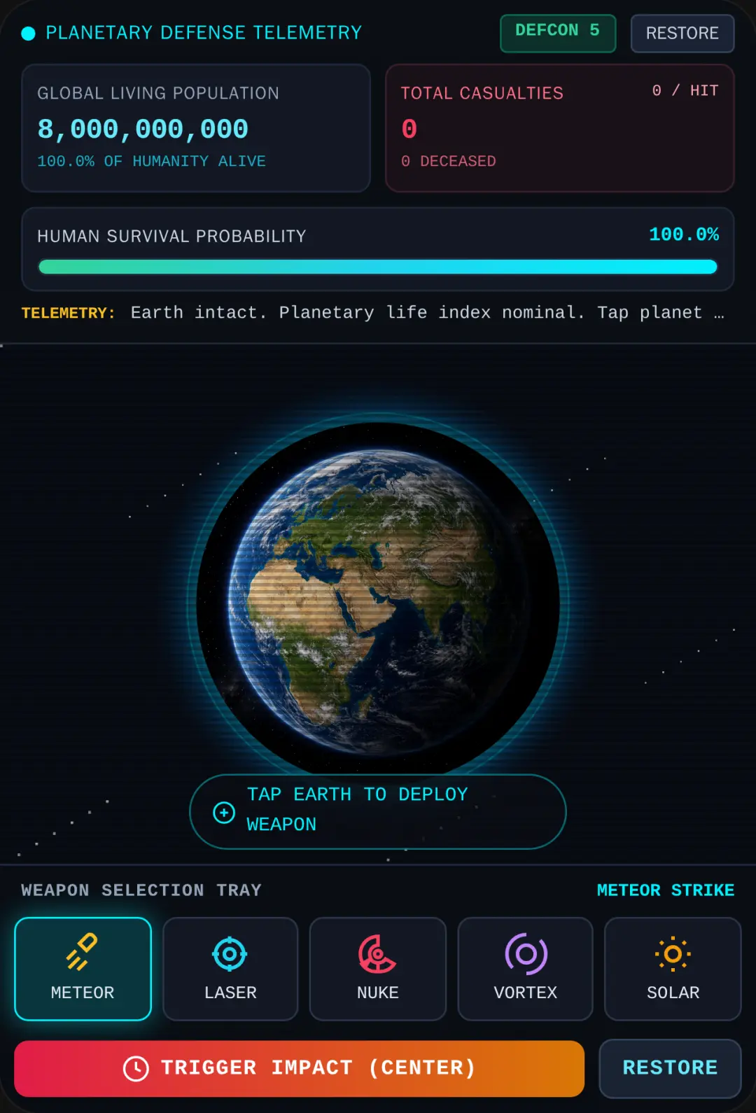 Earth Annihilation Simulator cover