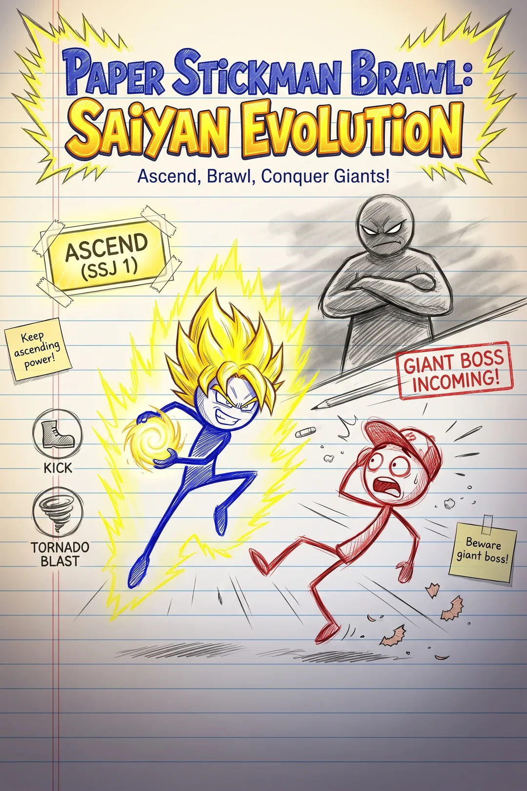 Paper Stickman Brawl: Saiyan Evolution