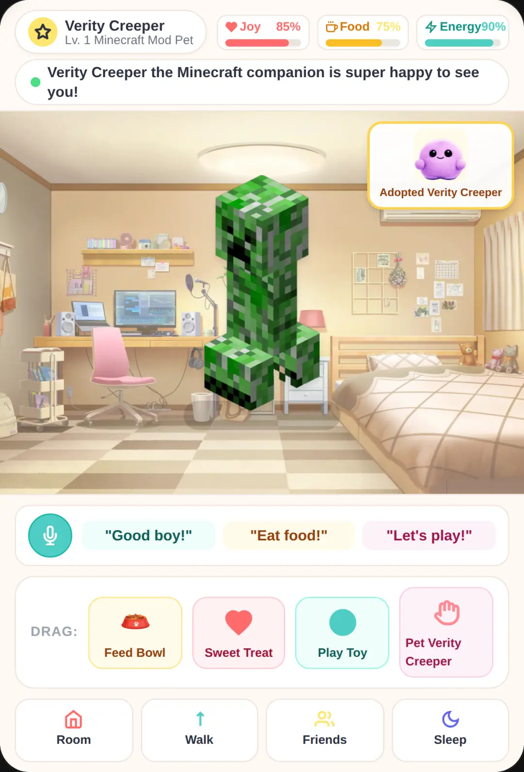 Adopt Verity Creeper - Minecraft Mod Pet cover