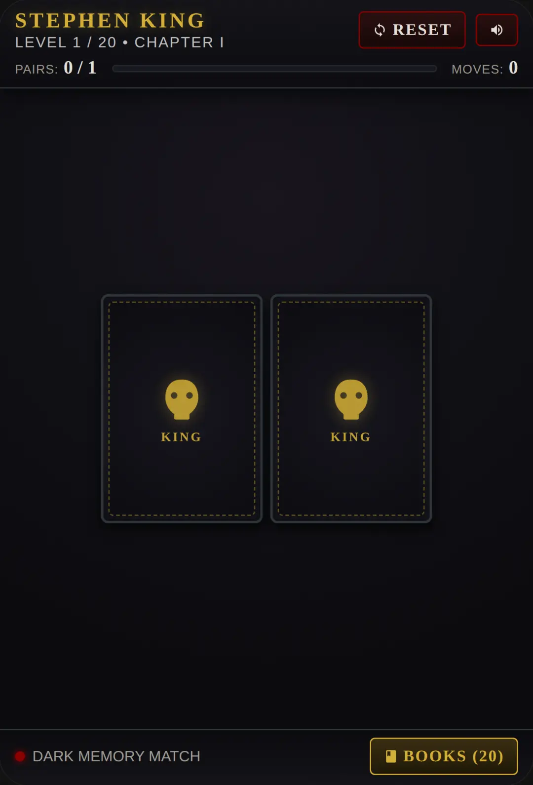 Stephen King Memory Match cover