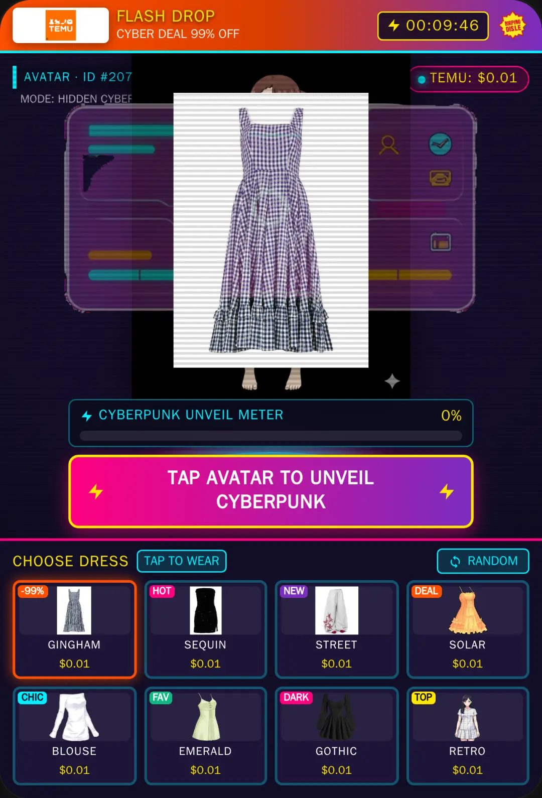 TEMU CYBER DROP · UNVEIL CYBERPUNK OUTFIT cover