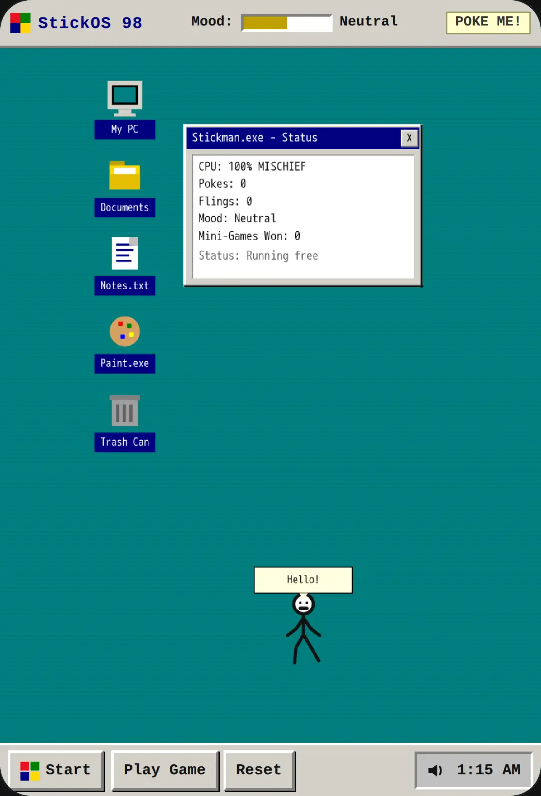 StickOS 98 - Stickman Desktop Pet cover