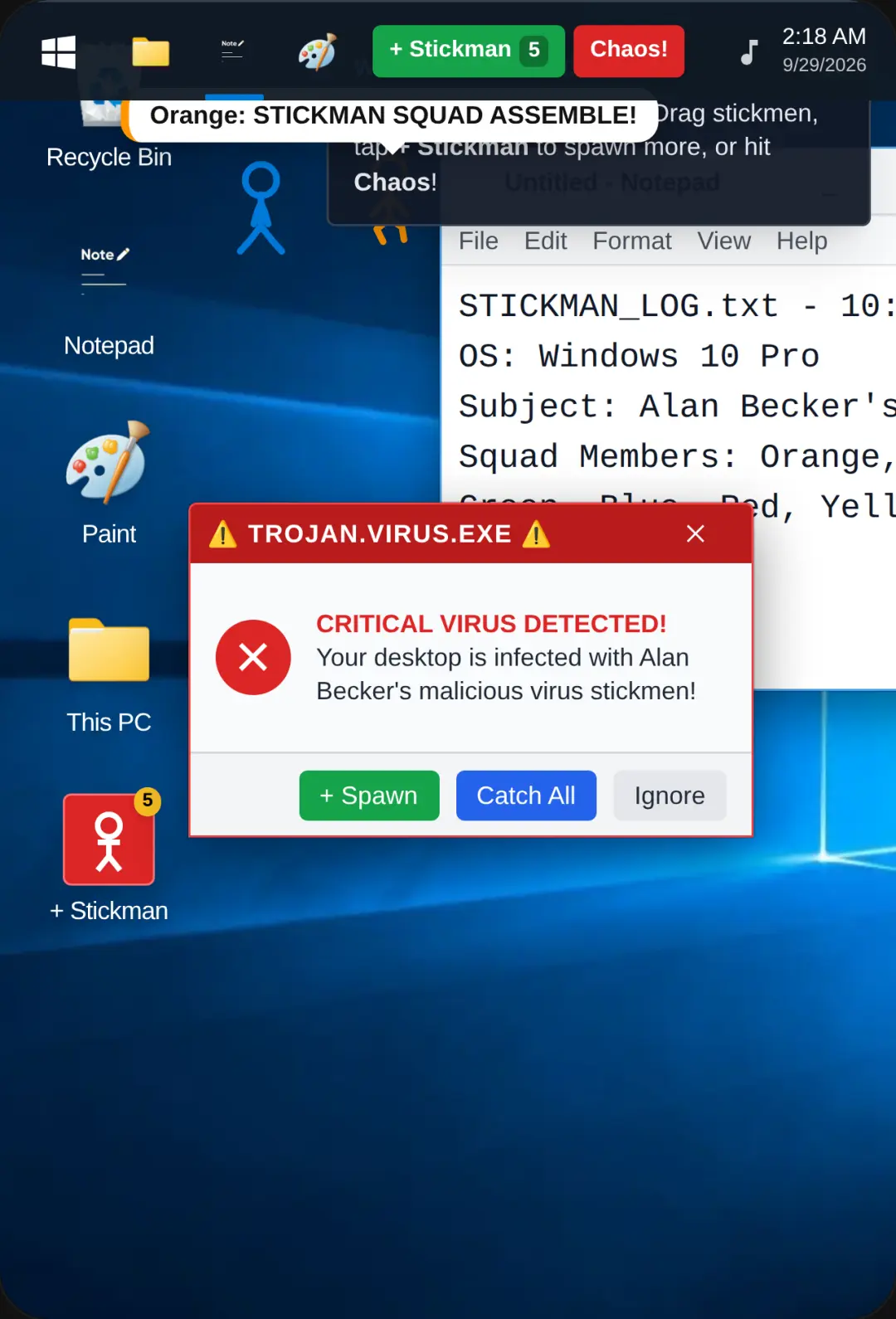 Alan Becker Windows 10 Desktop cover