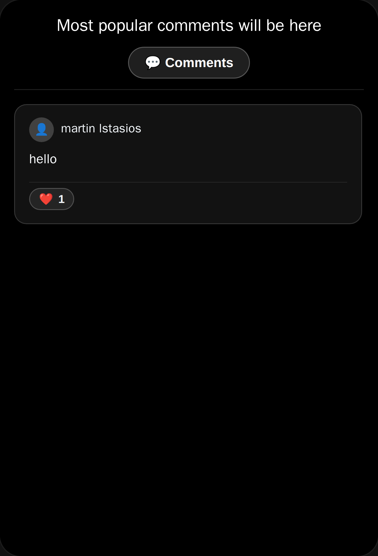 most popular comments will be here cover