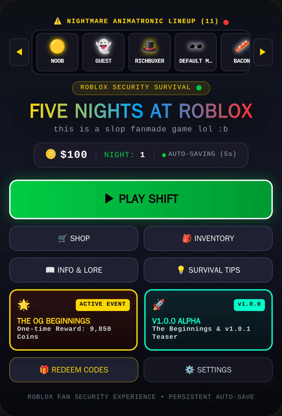 Five Nights at Roblox 1 - Security Survival cover