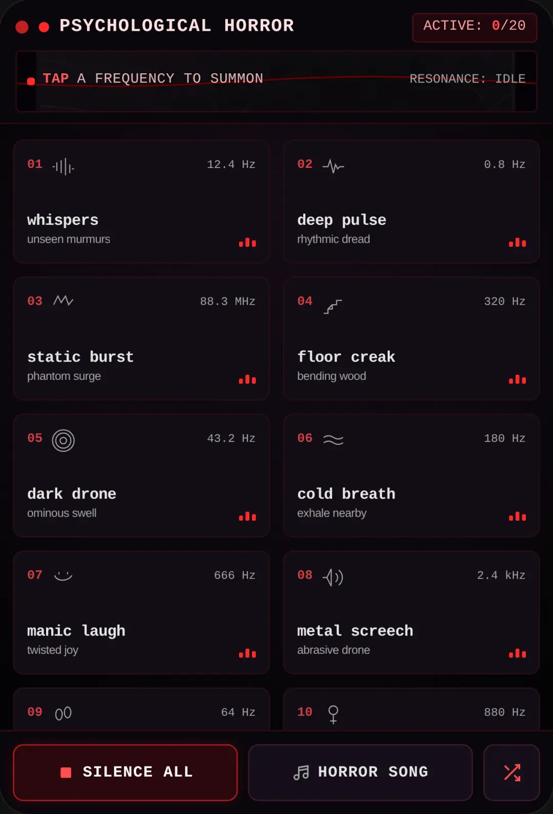 Horror sounds board tap any one the listen 😩 cover