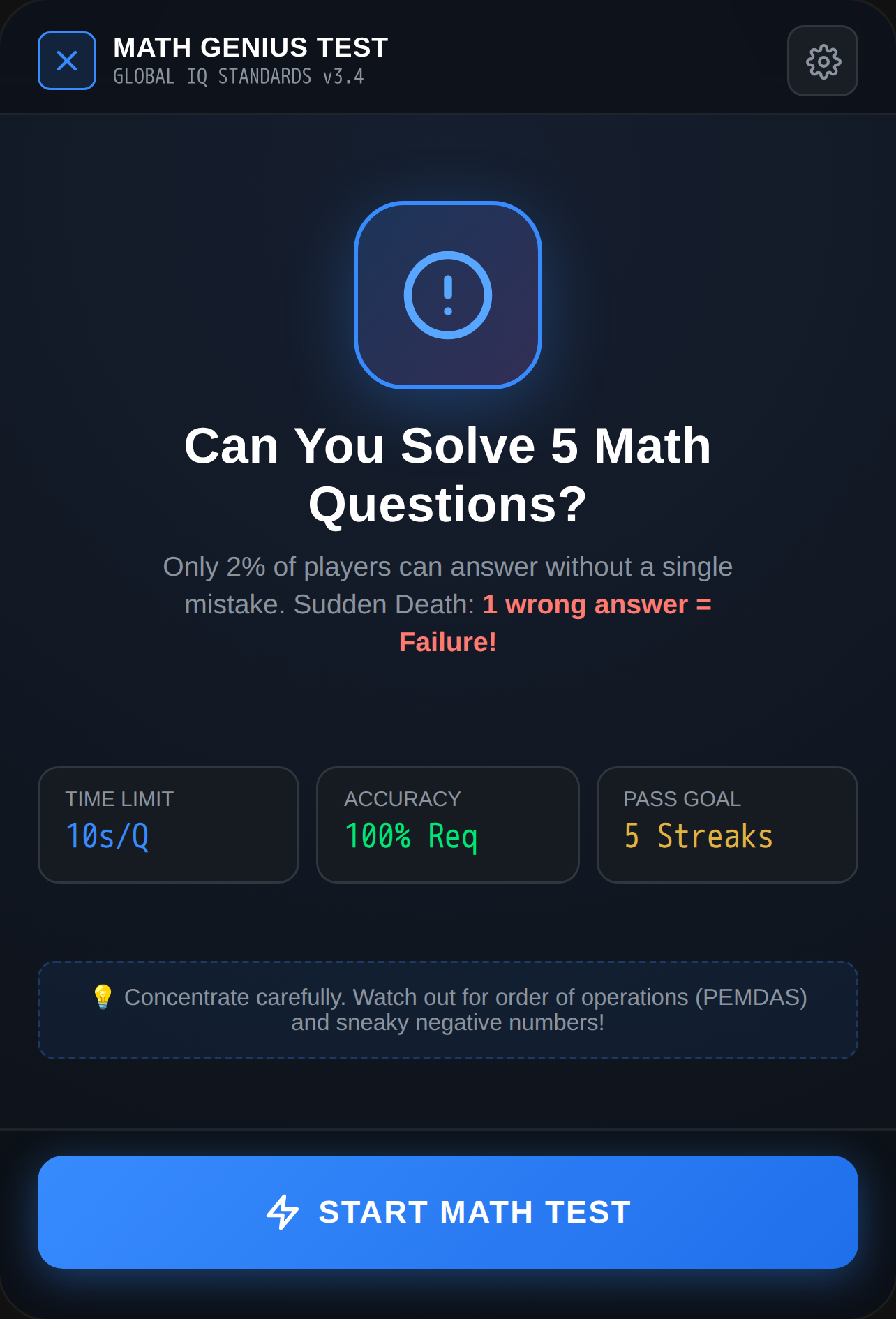 Math Genius IQ Test cover