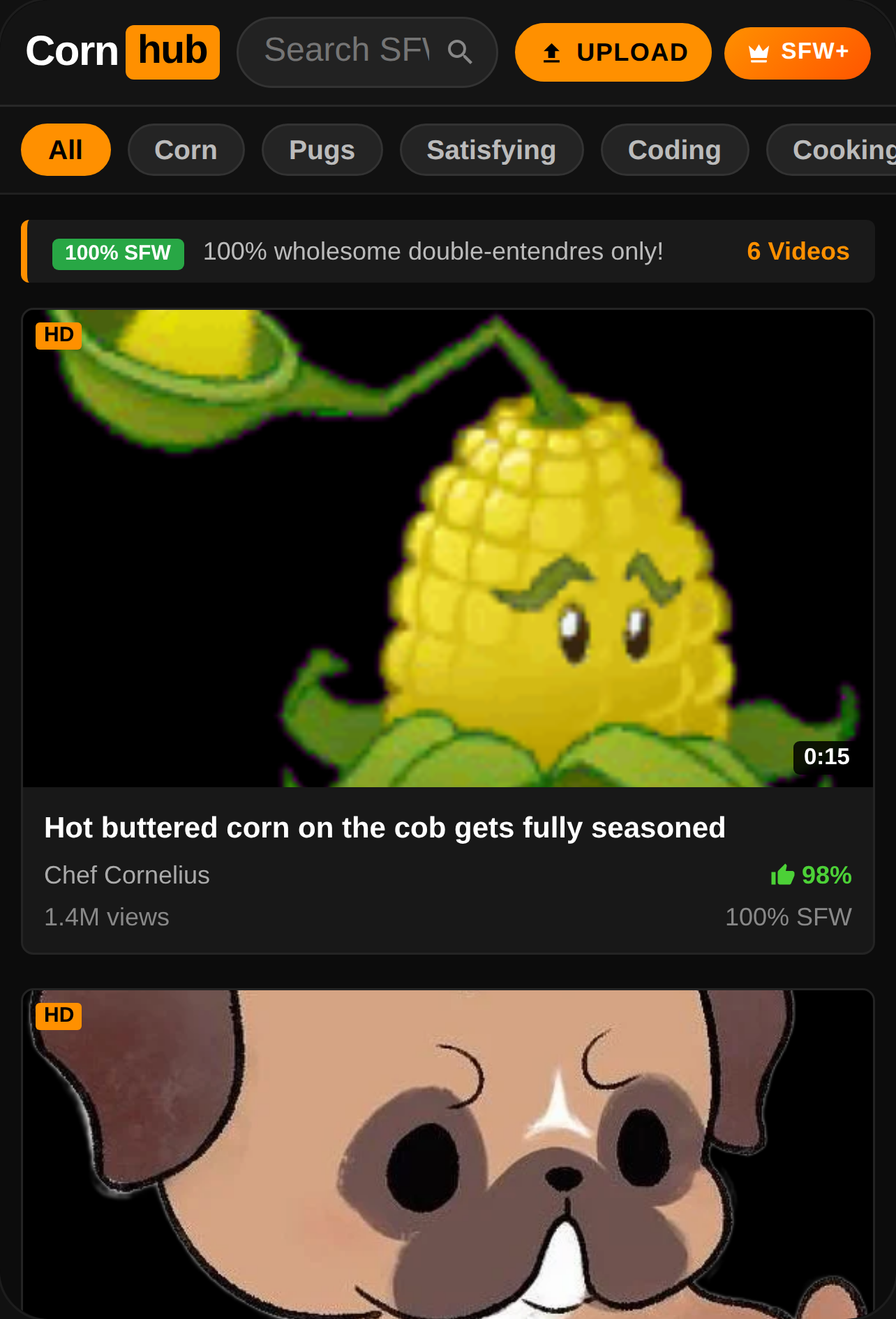 Cornhub - SFW Parody Hub cover